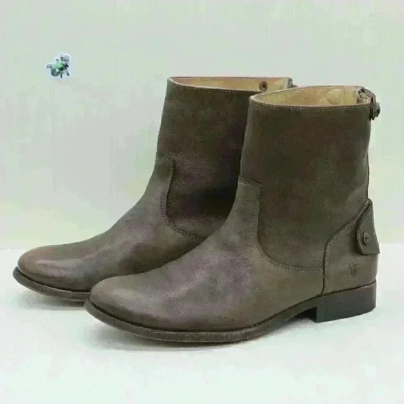 Frye Shoes - Frye Melissa Women’s Brown Leather Zip Snap Short Ankle Boots Size US 7.5 B